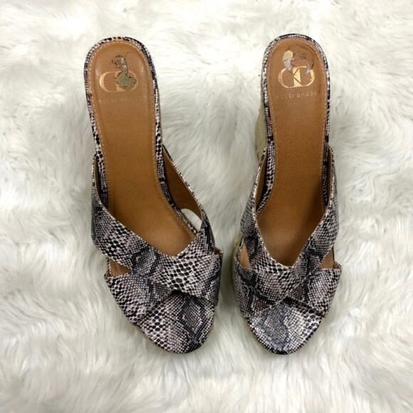 Kelsi Dagger 9 Womens Snake Print Cross Strap Slip-on Espadrille Wedge Sandals - Picture 2 of 7